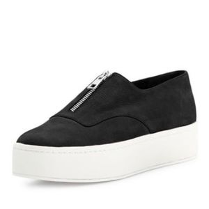 Black Vince Warner Zip-Front Platform Sneaker
